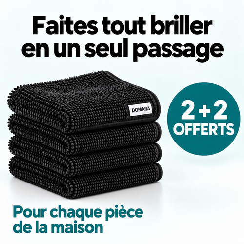 Lustra, chiffon microfibre noir, offre 2 + 2 offerts